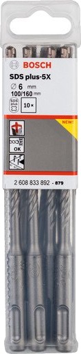 Bosch Hammerbor SDS-plus-5X 4-blads 6x100/160mm 10 Stk Bosch Hammerbor SDS-plus-5X 4-blads 6x100/160mm 10 Stk