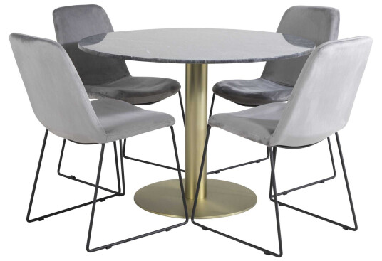 Venture Design Estelle & Muce spisegruppe Svart/grå 4 st stoler & bord 106 cm