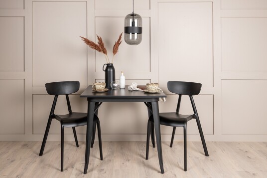 Venture Home Tempe Matgruppe 80 cm Rektangulær med 2 Ursholmen stoler Sort