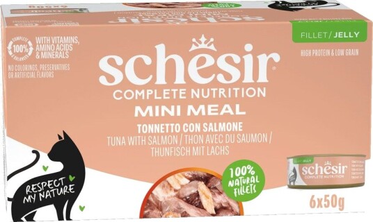Schesir Blue Deluxe Tuna with Salmon Wholefood Jelly Våtfôr 6x50g