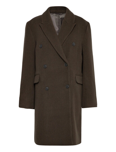 Weekday Oversized Knee-Length Wool-Blend Coat Brown XS
