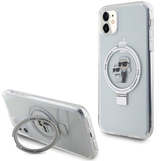 Karl Lagerfeld Hardcase til iPhone 11/XR 6.1" med MagSafe og Ringstativ Hvit