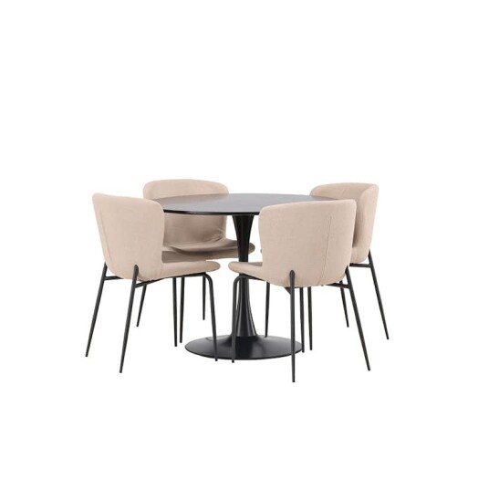 Venture Home Spisegruppe Venture Home Glade Ø 100 cm med 4 Modesto Stoler GR23140