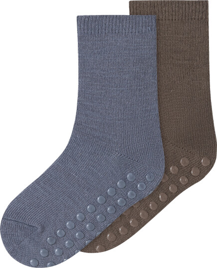 Name It Nmmwak Wo/Bl 2P Sock W/Non Skid Brown 22 24
