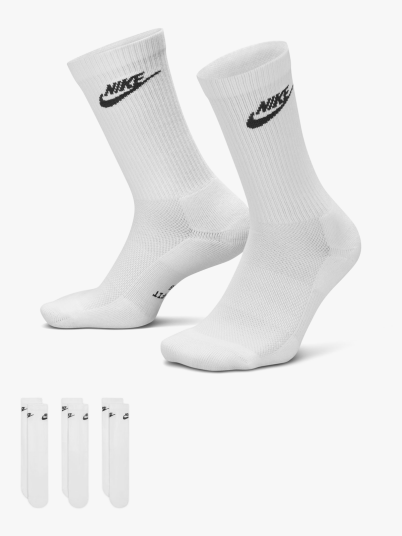 Nike Everyday Elevated Crew Socks 3 pack Hvit M