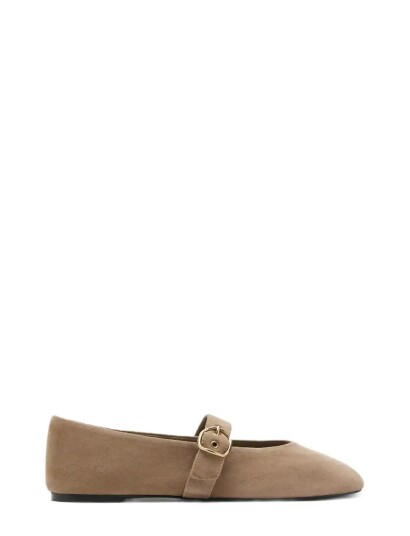 Mango Suede Leather Ballet Flats Beige 39