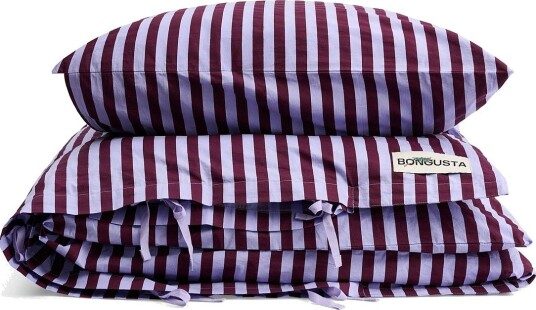 Bongusta Percale Bed Linen Set - WINE & LAVENDER BLUE - 140X200;80X80 cm