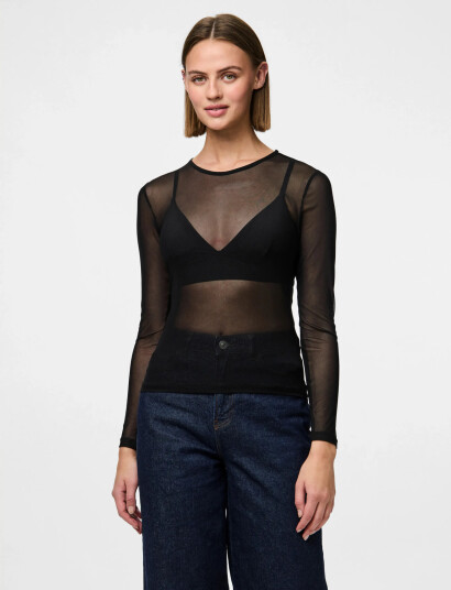 Pieces Pcninni Ls Mesh Top Noos Bc - Black - XS Pieces Pcninni Ls Mesh Top Noos Bc - Black - XS