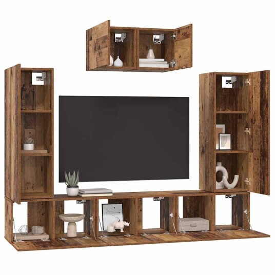  TV benksett 7 pcs Gammelt tre 180 x 30 x 120 cm Konstruert tre