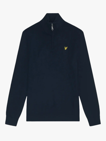 Lyle & Scott Cotton Merino Quarter Zip Jumper Blå XL