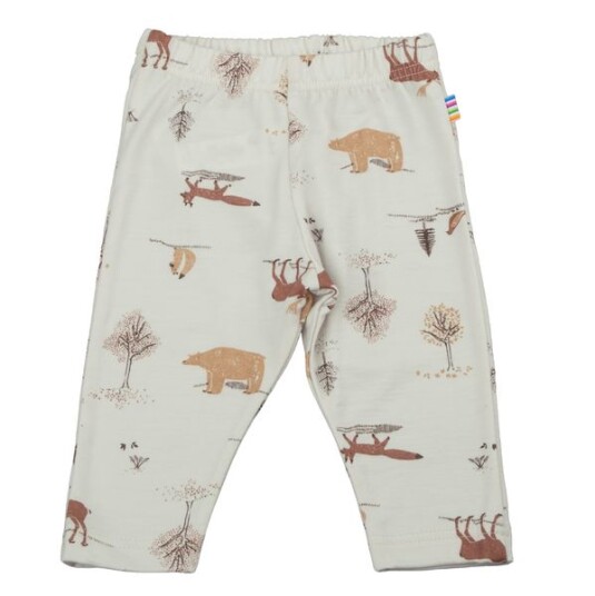 Joha Wood Animals legging i merinoull til barn lys beige 110 Joha Wood Animals legging i merinoull til barn lys beige 110