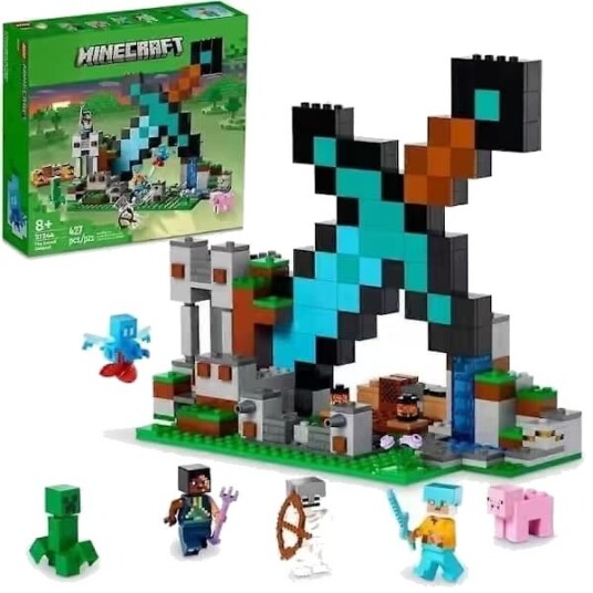 Byggesett Minecraft Sword Outpost 21244 Byggeleke Inkluderer Creeper Kriger Gris og Skjelettfigurer Spillinspirert leke for moro Ad[YJD]