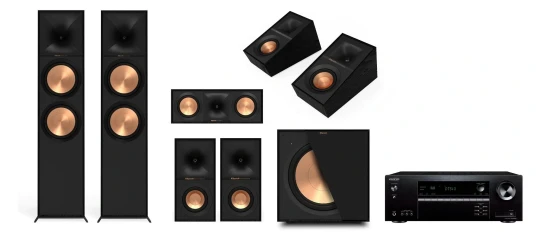 Onkyo TX-NR5100 / Klipsch R-800F ATMOS Reference 5.1.2 pakke med forsterker