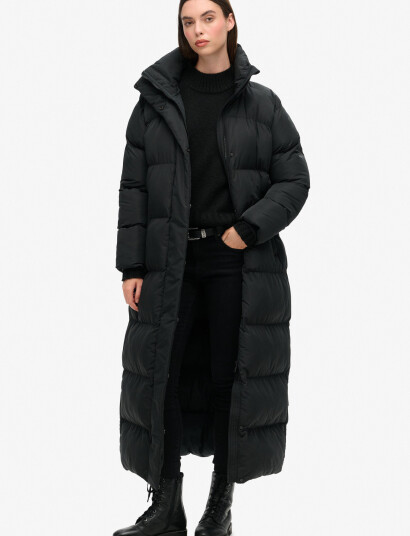 Superdry Maxi Longline Puffer Jacket Black XS Superdry Maxi Longline Puffer Jacket Black XS