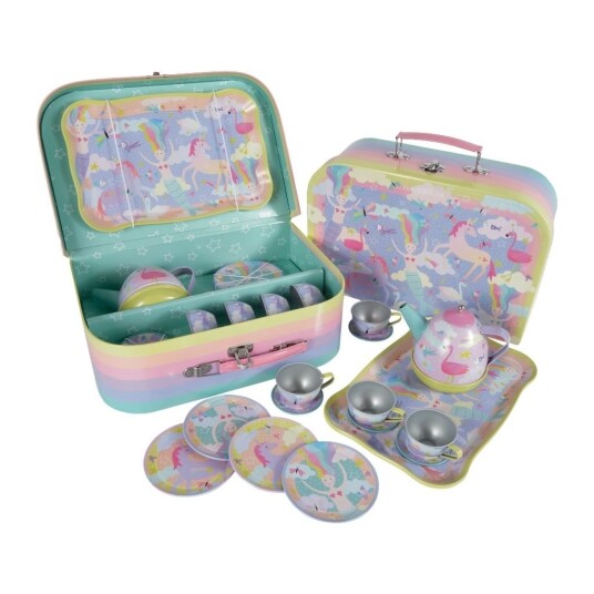 FLOSS & ROCK Fantasy 15pc Musical Tin Tea Set 43P6398 FLOSS & ROCK Fantasy 15pc Musical Tin Tea Set 43P6398
