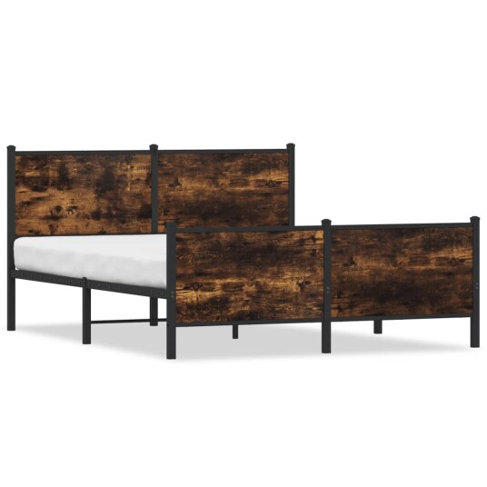 Sengeramme i metall uten madrass røkt eik 140x200 cm 3301352