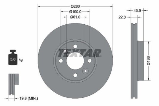 Bremseskive TEXTAR 92119200 Bremseskive TEXTAR 92119200
