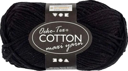 Creativ Company - Cotton yarn Size 8/8 L: 80-85 M Black - 50gr.
