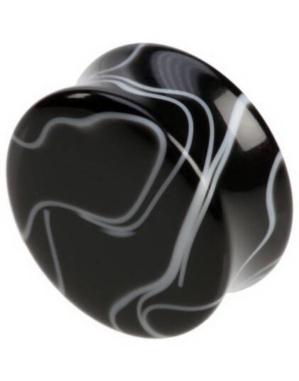 Utgått Marble Design Black Piercing Plugg Strl 32 mm