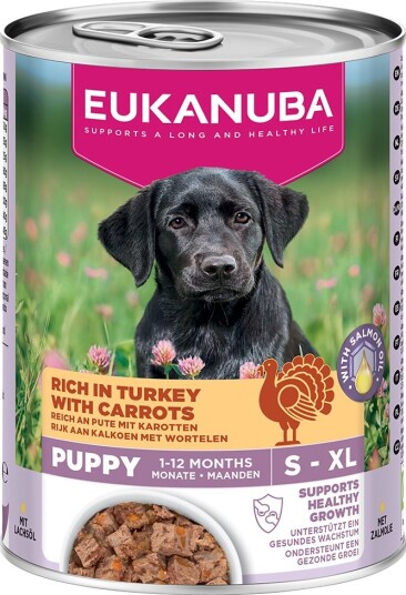 Eukanuba Våtfôr Puppy Rik På Med Gulrøtter Sparepakke Kalkun 48 X 400 G