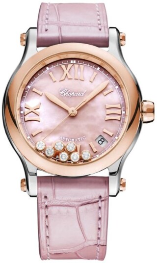 Chopard Dameklokke 278559 6021 Happy Sport Rosa/Lær Ø36 mm