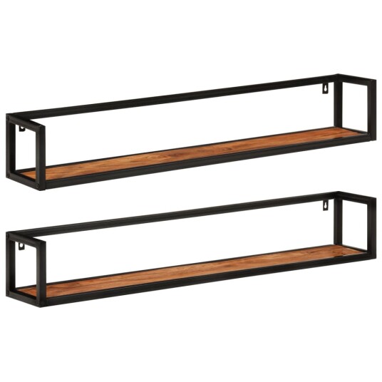 Vegghyller 2 stk 110x17x17 cm heltre akasie og jern 8720845861452