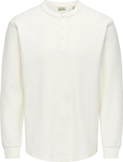 ONLY & SONS Onseddy Herringbone Ls Henley Tee CLOUD DANCER M