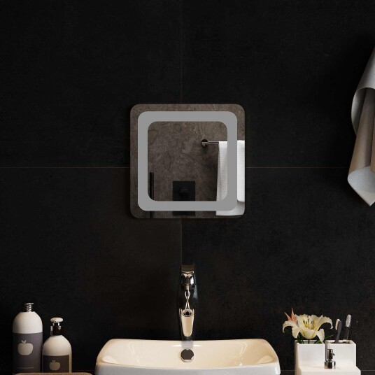 vidaXL LED Badevindu med speil Gjennomsiktig 30 x 30 cm herdet glass