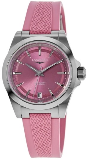Longines Dameklokke L3.430.4.99.9 Conquest Rosa/Gummi Ø34 mm Longines Dameklokke L3.430.4.99.9 Conquest Rosa/Gummi Ø34 mm
