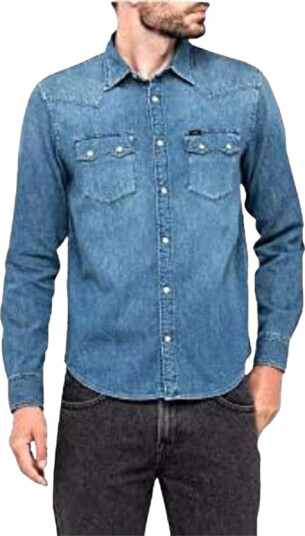 Lee, Herre, Skjorter, Blå, L,