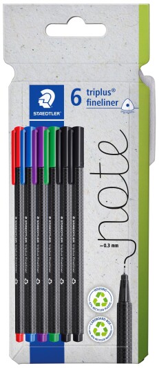 Staedtler Triplus Fineliner 0,3mm 6 Farger Staedtler Triplus Fineliner 0,3mm 6 Farger
