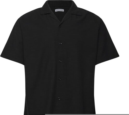 Jack & Jones Jjalfredo Slub Resort Shirt Ss   Black   XL