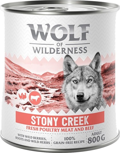 Wolf Of Wilderness Våtfôr Adult Stony Creek Fjærkre Med Storfe 6 X 800 G