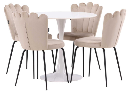 Venture Design Hamden & Limhamn spisegruppe Svart/svart 4 stoler & bord 80 cm