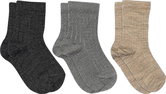 mp Denmark Wool Rib Socks - 3-Pack - DARK GREY MELANGE - 40/42