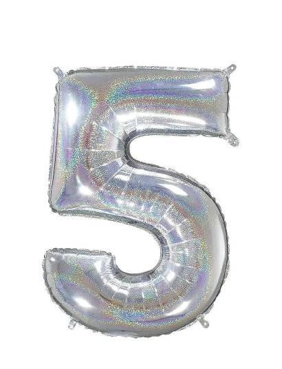 IPK Number Foil 5 Hologram Silver 70 Cm   Silver   0