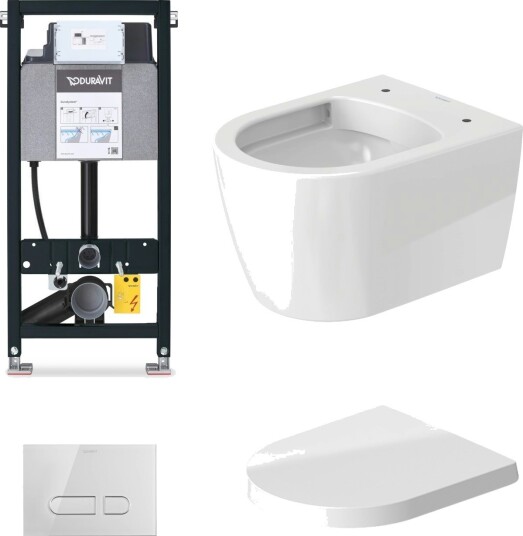 Duravit Toalettpakke Vegghengt Me By Starck Wc Fixtur Og Spyleknapp Med Toalettsete