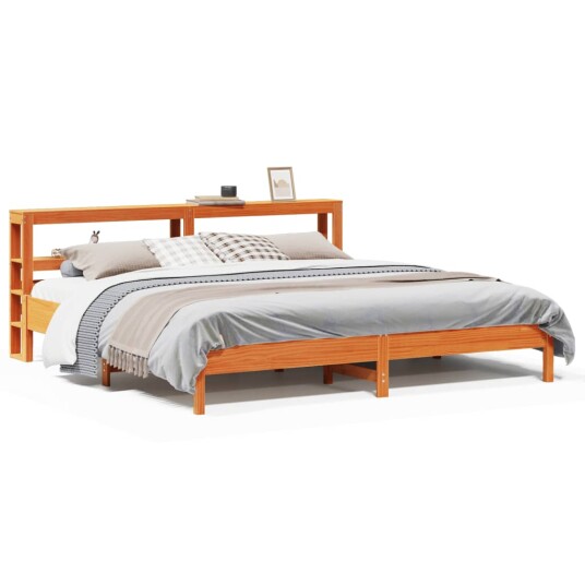 Sengeramme uten madrass voksbrun 200x200 cm heltre furu 3306137 Sengeramme uten madrass voksbrun 200x200 cm heltre furu 3306137