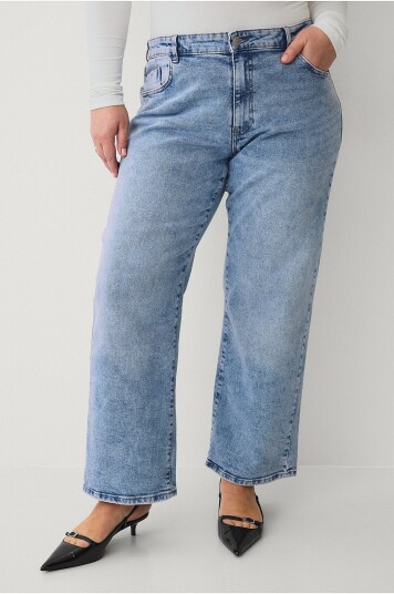 Noisy May Curve Jeans nmYolanda NW Wide Jeans Blå