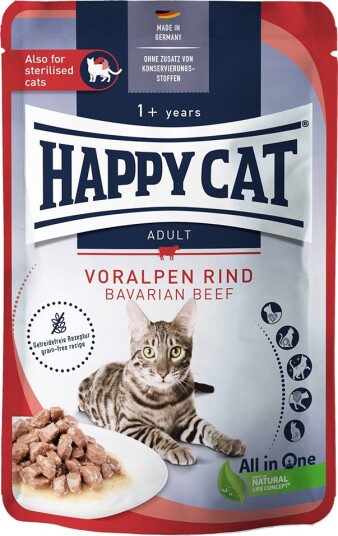 Happy Cat Våtfôr Pouch Meat In Sauce Foralpene Okse 12 X 85 G