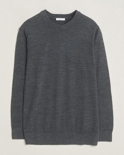 KnowledgeCotton Apparel Regular Merino Knit Crew Neck Dark Grey Melang KnowledgeCotton Apparel Regular Merino Knit Crew Neck Dark Grey Melang