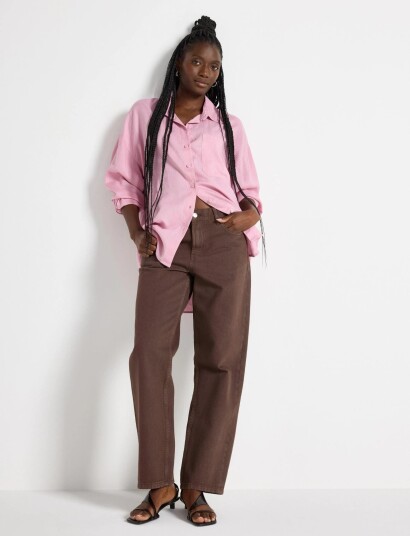 Lindex Straight Jeans With Regular Waist   Brown   40