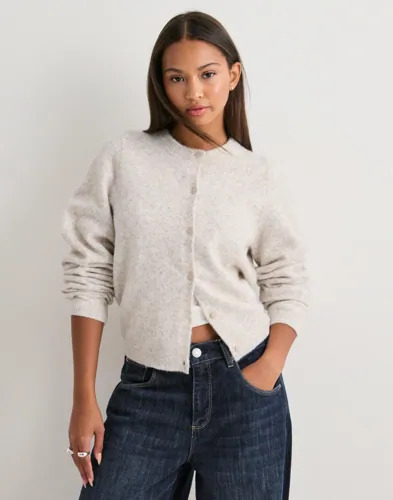 Nelly Beige Fuzzy Knit Cardigan