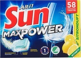 SUN Oppvasktabletter Maxpower sitron 58 stk SUN Oppvasktabletter Maxpower sitron 58 stk