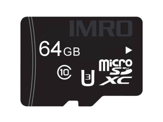 Imro Microsd10/64Gb Uhs-3 Adp Memory Card, 64 Gb, Microsdxc, Klasse 10, Class 3 (U3), Sort Imro Microsd10/64Gb Uhs-3 Adp Memory Card, 64 Gb, Microsdxc, Klasse 10, Class 3 (U3), Sort