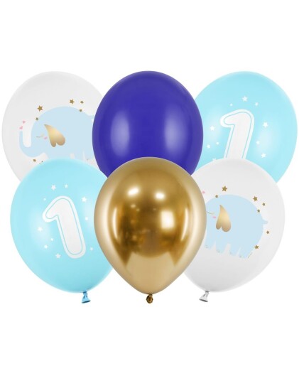 6 stk 30 cm Ballonger Blå 1 År Ballongbukett 6 stk 30 cm Ballonger Blå 1 År Ballongbukett