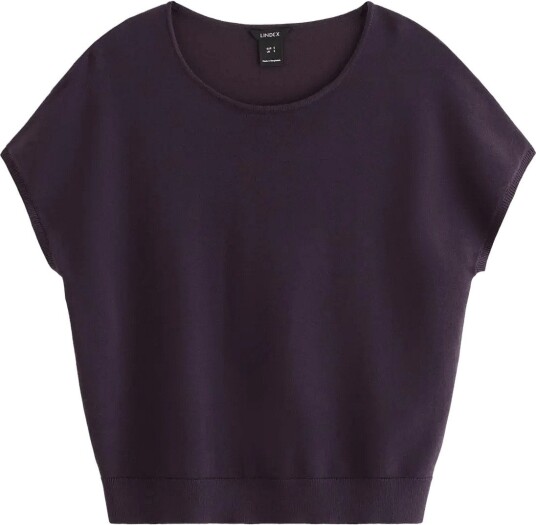 Lindex Fine Knit Short Sleeved Top Purple S