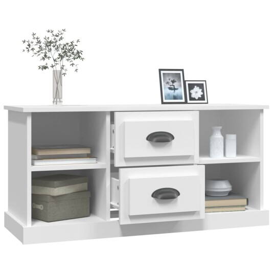 vidaXL TV-benk hvit 99,5x35,5x48 cm konstruert tre