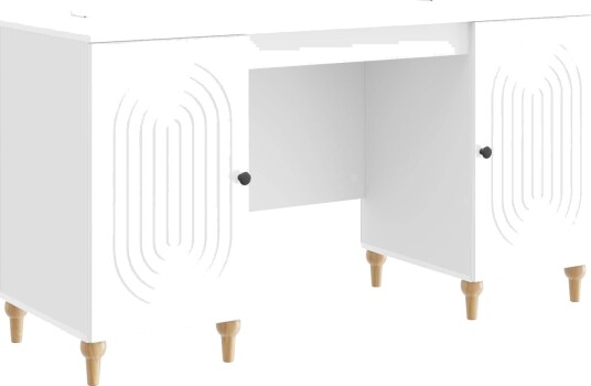 vidaXL Skrivebord Glanset Hvit 142,5 x 50 x 75 cm Konstruert tre