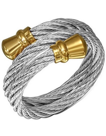 International Sølvfarget Ring i Tvinnet Stål